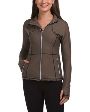 TJ Maxx Rosie Base Layer Full Zip Top For Spandex/Polyester - Gray
