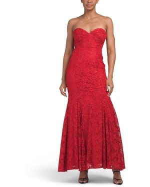 TJ Maxx Stretch Lace Strapless Gown For Nylon/Polyester - Red