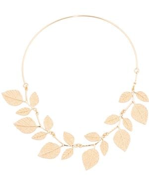 TJ Maxx 14K Plated 18In Textured Leaf Collar Necklace - Natural