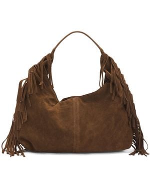 TJ Maxx Suede Hobo With Fringes For - Brown