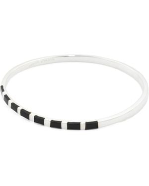 TJ Maxx Sterling Plated Onyx Inlay Bangle Bracelet - Natural