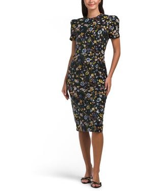 TJ Maxx Short Sleeve Embellished Midi Dress For Nylon/Polyester - Black