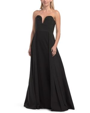 TJ Maxx Strapless Pleated Gown For Polyester - Black