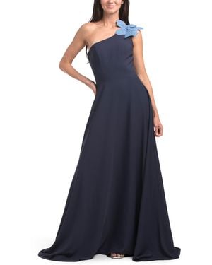 TJ Maxx One Shoulder 3D Floral Gown For Polyester - Blue