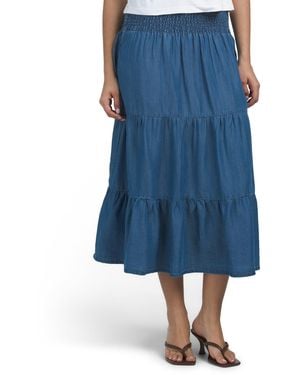 TJ Maxx Tiered Denim Maxi Skirt For - Blue