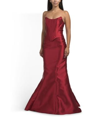 TJ Maxx 2Pc Strapless Corset Detail Gown For Polyester - Red