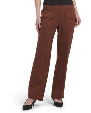 TJ Maxx Patch Pocket Flare Pants For Nylon/Rayon - Brown