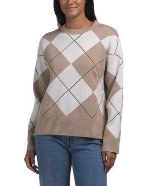 TJ Maxx Cozy Argyle Pull Over Sweater, Nylon/Polyester/Viscose - Gray