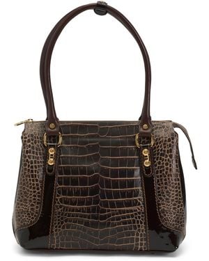 TJ Maxx Leather Crocodile Shaded Tote, Leather - Black