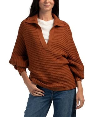 TJ Maxx Pull Over Puff Sleeve Sweater, Nylon/Polyester/Viscose - Brown