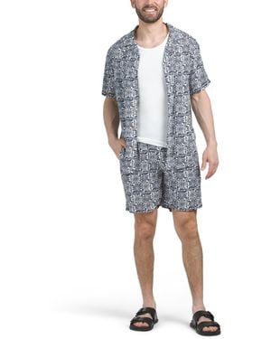TJ Maxx 2Pc Rayon Challis Short Sleeve Top And Shorts Set For - Blue