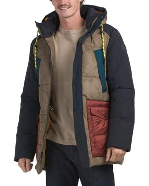 TJ Maxx Arza Mixed Media Quilted Parka For Cotton/Polyester - Black