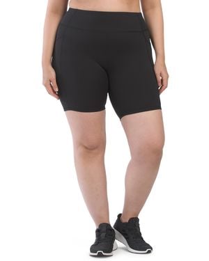 TJ Maxx Plus High Waist Shorts With Pockets, Spandex/Polyester - Black