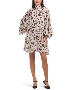TJ Maxx Mock Neck Cape Style Mini Dress For Polyester - Natural