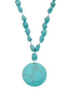 TJ Maxx 24In Reconstituted Beaded Oval Pendant Necklace - Blue
