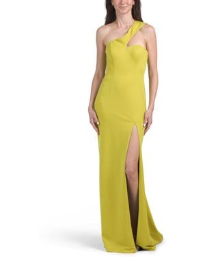 TJ Maxx One Shoulder Gown With Slit For Polyester - Yellow