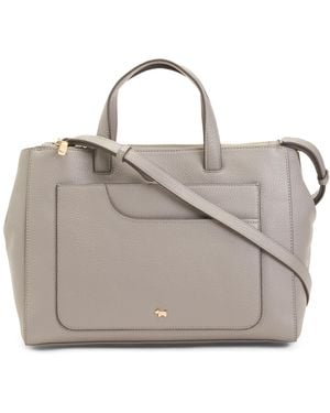 TJ Maxx Leather Pockets Soft 2.0 Medium Zip Top Satchel, Leather - Gray