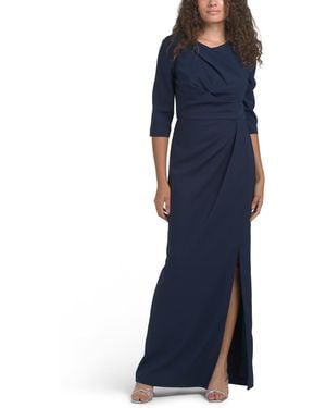 TJ Maxx Margerite Elbow Sleeve Column Gown For Polyester - Blue