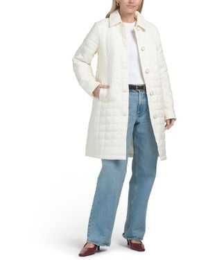 TJ Maxx Button Front Boucle Quilted Jacket, Polyester - Blue