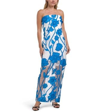 TJ Maxx Magnolia Grand Fleur Embroidered Lace Dress For Spandex/Polyester - Blue
