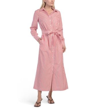 TJ Maxx Striped Poplin Colorblock Shirt Dress For Cotton - Pink