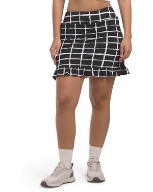 TJ Maxx Upf 50 Ruffle Hem Printed Skort, Nylon - Black