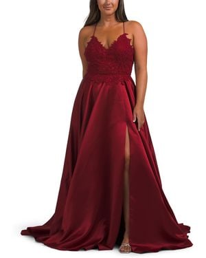 TJ Maxx Lace Bodice Dress For Polyester - Red