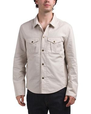 TJ Maxx Linen Blend Pincord Roy Lined Shirt Jacket For Nylon/Cotton/Linen - Gray