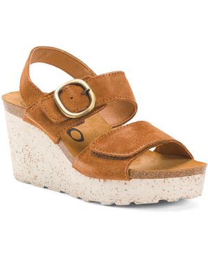 TJ Maxx Suede Peasant Wedge Sandals For - Brown