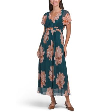 TJ Maxx Surplice Midi A-Line Dress For Polyester - Blue