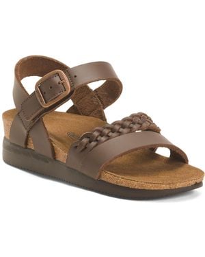 TJ Maxx Leather Quinn Comfort Wedge Sandals With Antimicrobial Lining For - Brown