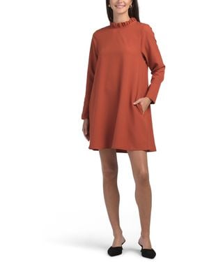 TJ Maxx Bow Back Ruffle Neck Mini Dress For Spandex/Polyester - Red
