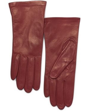 TJ Maxx Leather Short Gloves With Silk Lining For - Red