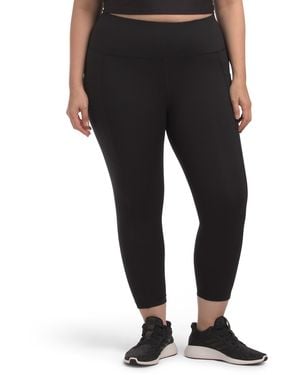 TJ Maxx Plus Active Stretch Serena High Rise Side Pockets Cropped Tights For Spandex/Polyester - Black