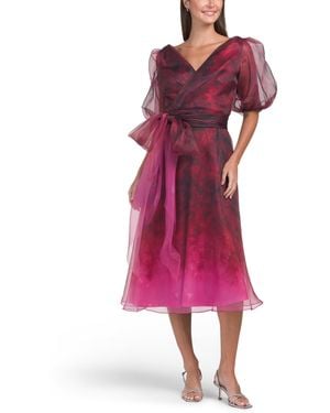 TJ Maxx Puff Sleeve Organza Midi Dress For Polyester - Purple