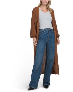 TJ Maxx Ribbed Duster Cardigan With Pockets, Acrylic - Blue