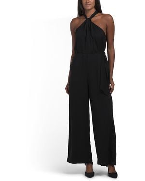 TJ Maxx Luana Tie Front Halter Jumpsuit For Spandex/Polyester - Black