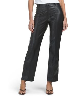 TJ Maxx Faux Leather Pintuck Pants, Polyester/Leather - Black