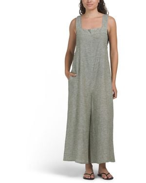 TJ Maxx Linen Blend Thick Strap Cover-Up Jumpsuit For Linen/Rayon - Green