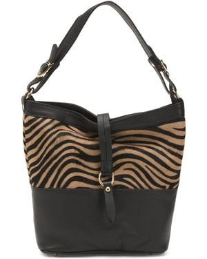 TJ Maxx Leather Hobo With Contrast Panel For Leather - Black