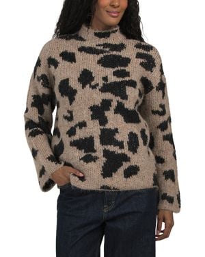 TJ Maxx Abstract Animal Mock Neck Sweater, Nylon/Spandex/Polyester - Black