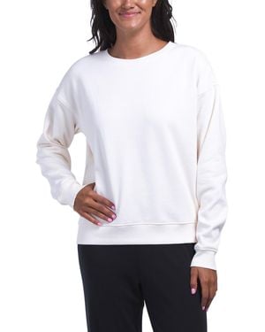 TJ Maxx Cloud Brushed Fleece Crew Neck Sweatshirt For Cotton - White