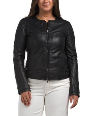 TJ Maxx Lamb Leather Jacket For Leather/Viscose - Black