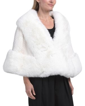 TJ Maxx Plush Faux Fox Capelet For Polyester - White