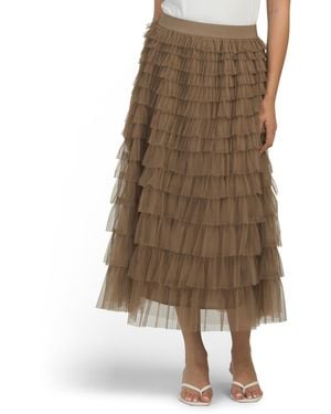 TJ Maxx Tiered Flowy Skirt For Polyester - Brown