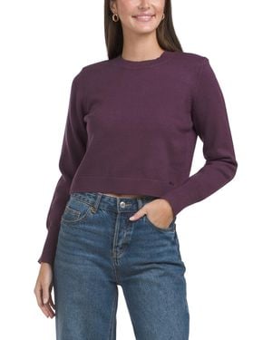 TJ Maxx Long Sleeve Crew Neck Sweater With Shoulder Pads, Polyester/Viscose - Purple