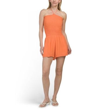 TJ Maxx Bianca Gauze Smocked Romper For Cotton - Orange