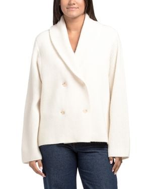 TJ Maxx Wool And Cashmere Blend Ultra Luxe Double Breasted Blazer Sweater, Wool/Cashmere - White