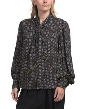 TJ Maxx Neck Tie Top For Polyester - Gray
