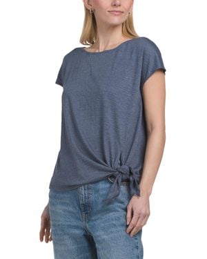 TJ Maxx Short Sleeve Side Tie Top For Spandex/Polyester/Rayon - Blue